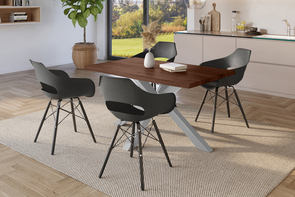 #140x80 #holznussbaum-optik #spider-gestellsilber