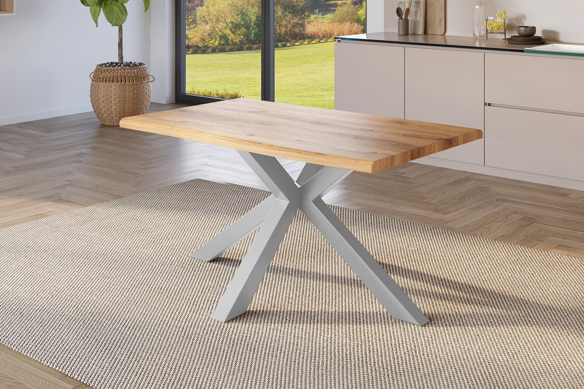 #140x80 #holzwildeiche-optik #spider-gestellsilber