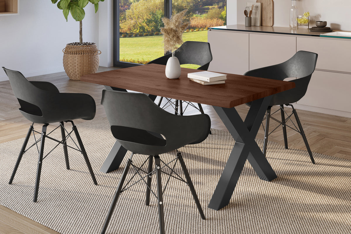 #140x80 #holznussbaum-optik #x-gestellschwarz