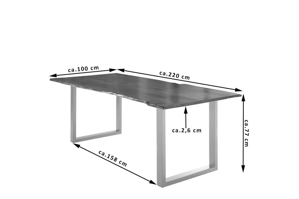 #220x100 #nussbaumfarben #u-gestellsilber
