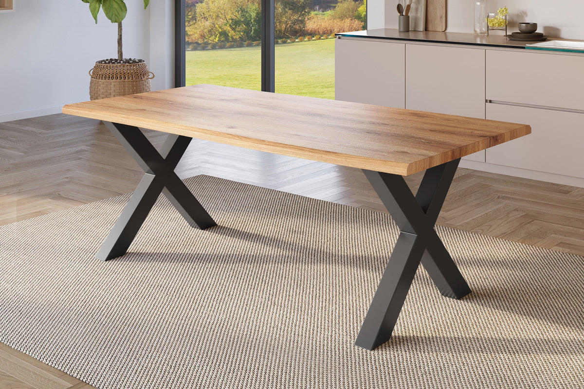 #200x100 #holzwildeiche-optik #x-gestellschwarz
