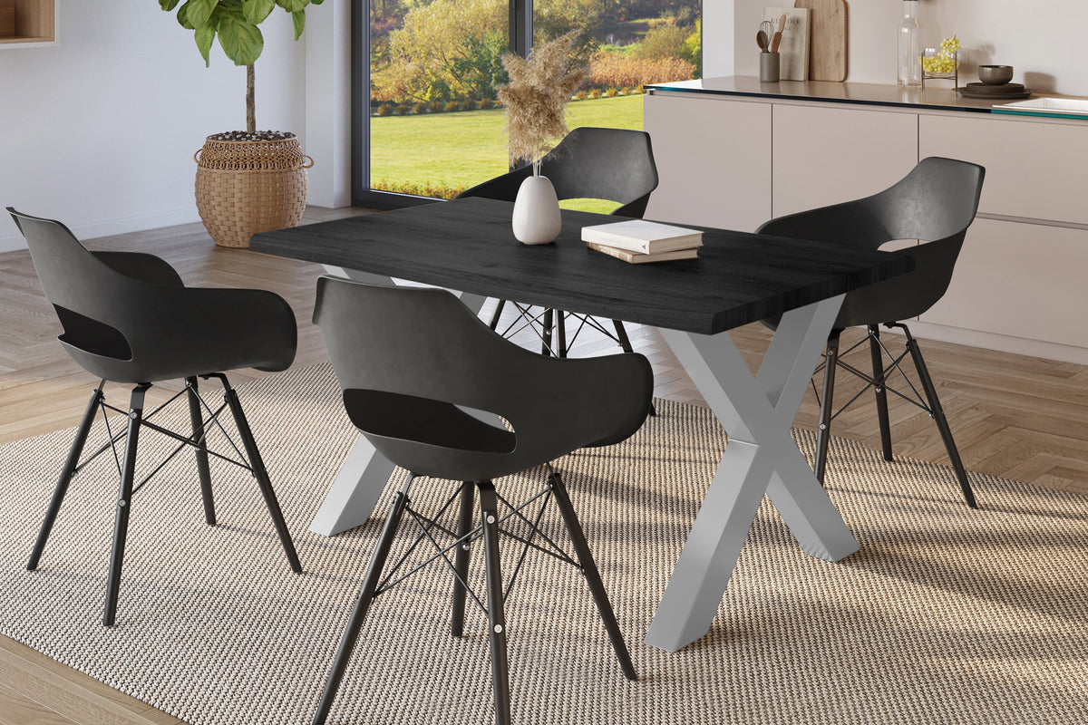 #140x80 #holzgrau-optik #x-gestellsilber