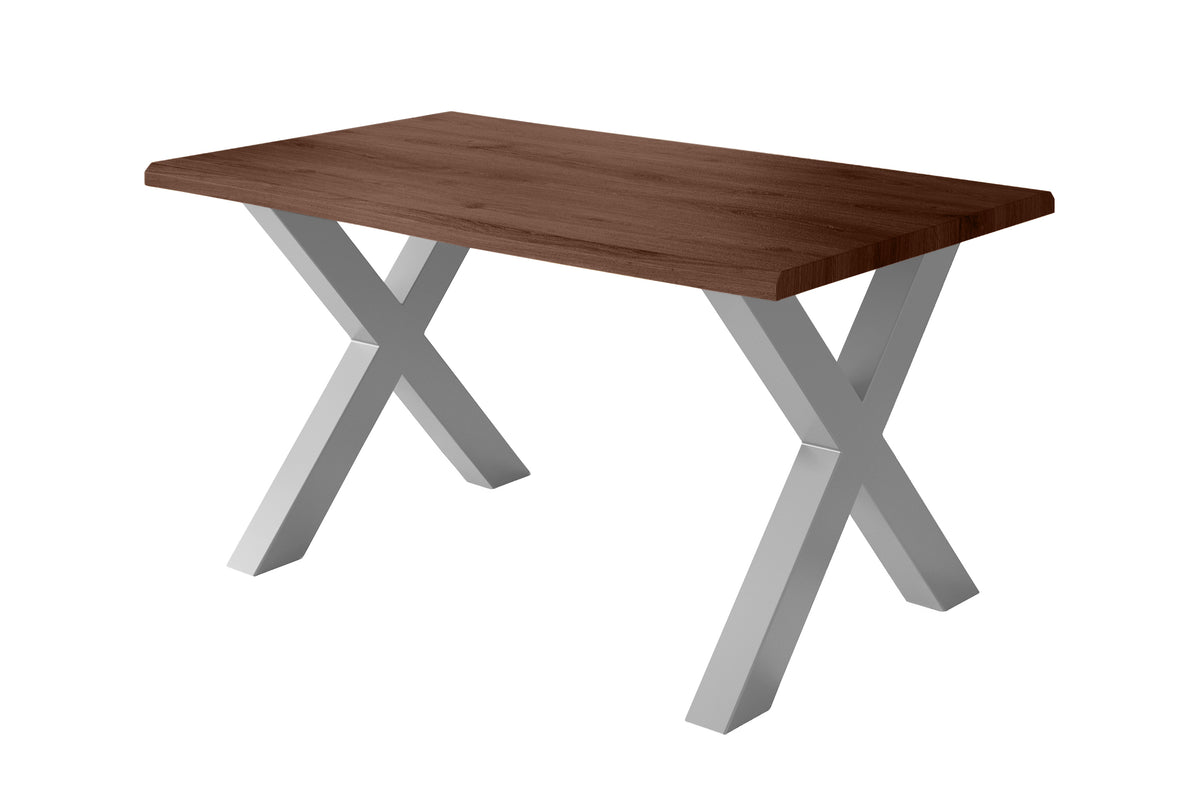 #140x80 #holznussbaum-optik #x-gestellsilber