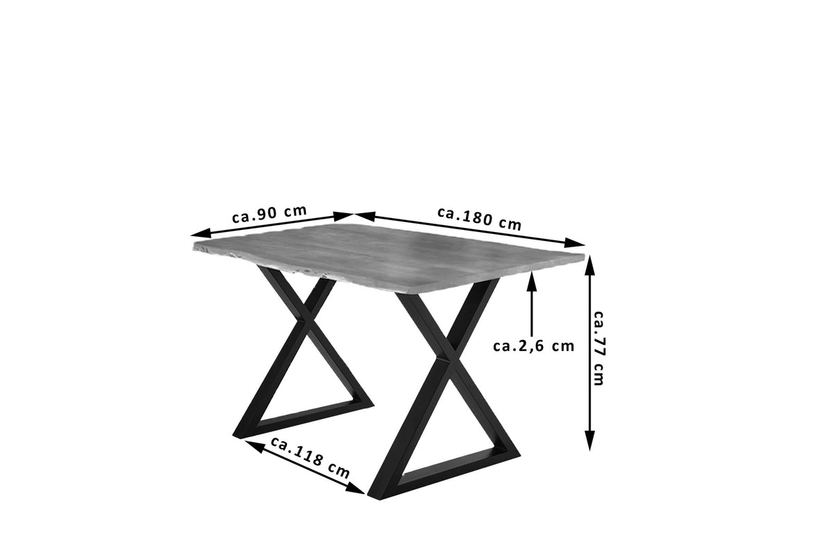 #180x90 #nussbaumfarben #x-gestellschwarz