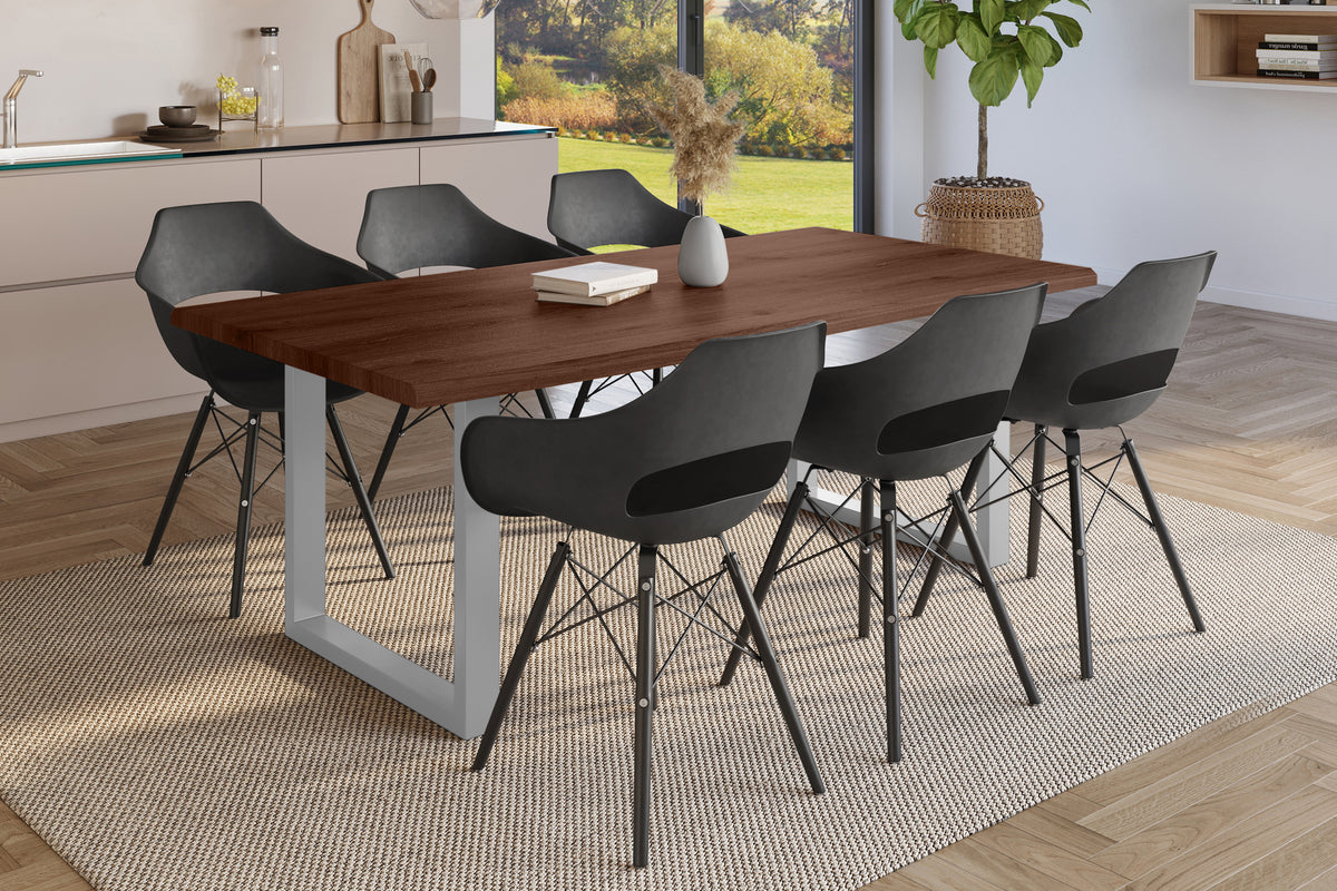 #220x100 #holznussbaum-optik #u-gestellsilber
