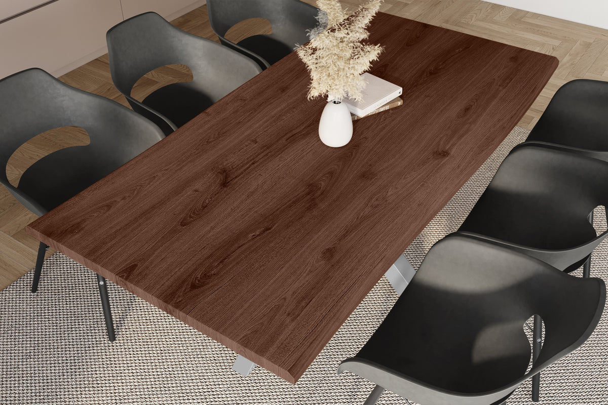#220x100 #holznussbaum-optik #spider-gestellsilber