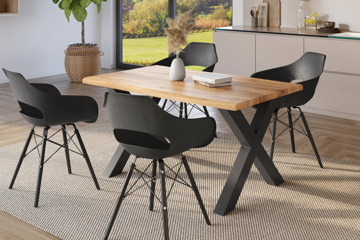 #140x80 #holzwildeiche-optik #x-gestellschwarz