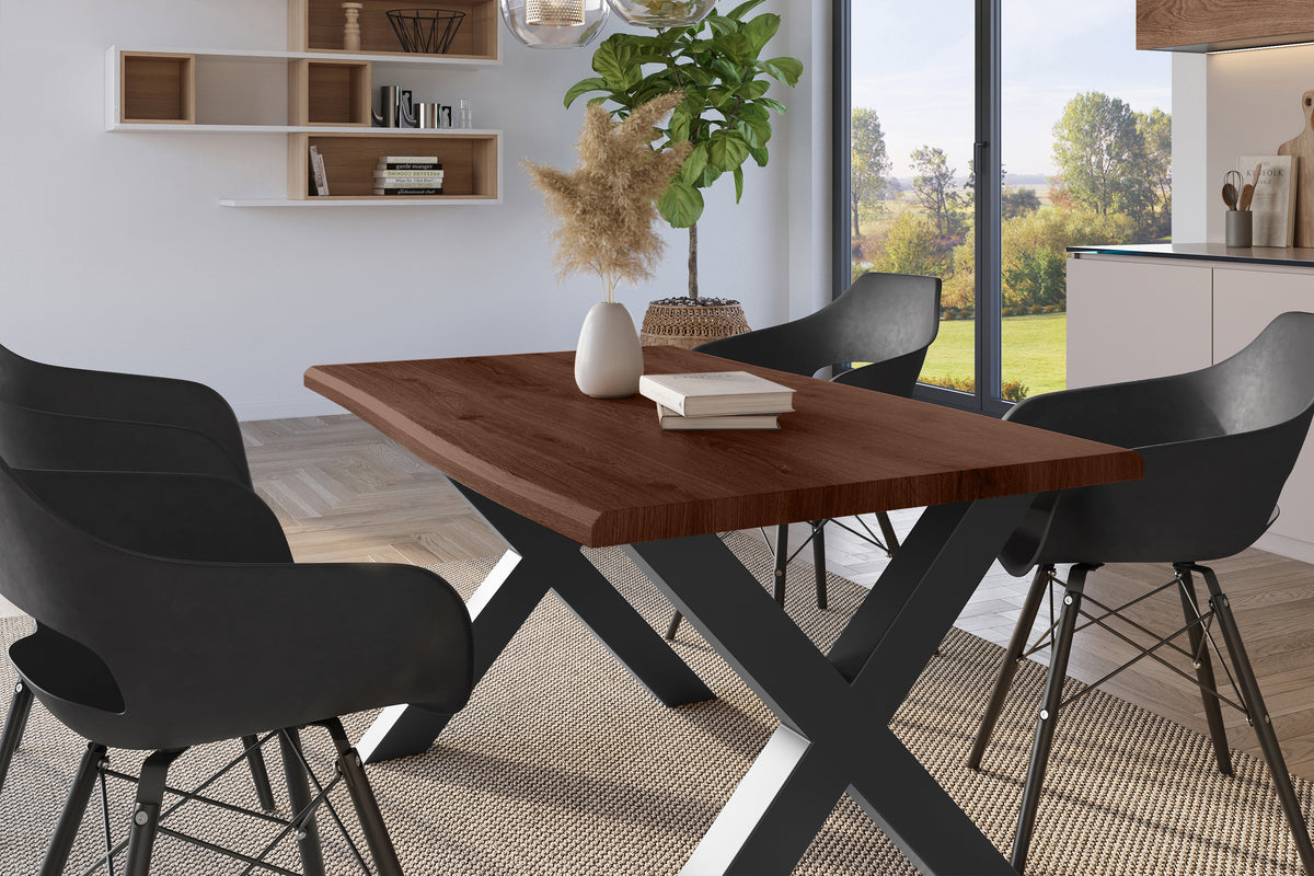 #120x80 #holznussbaum-optik #x-gestellschwarz