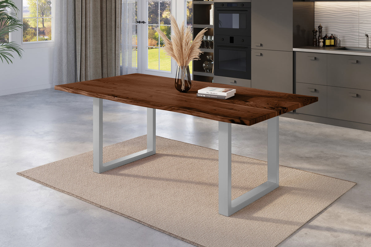 #200x100 #nussbaumfarben #u-gestellsilber