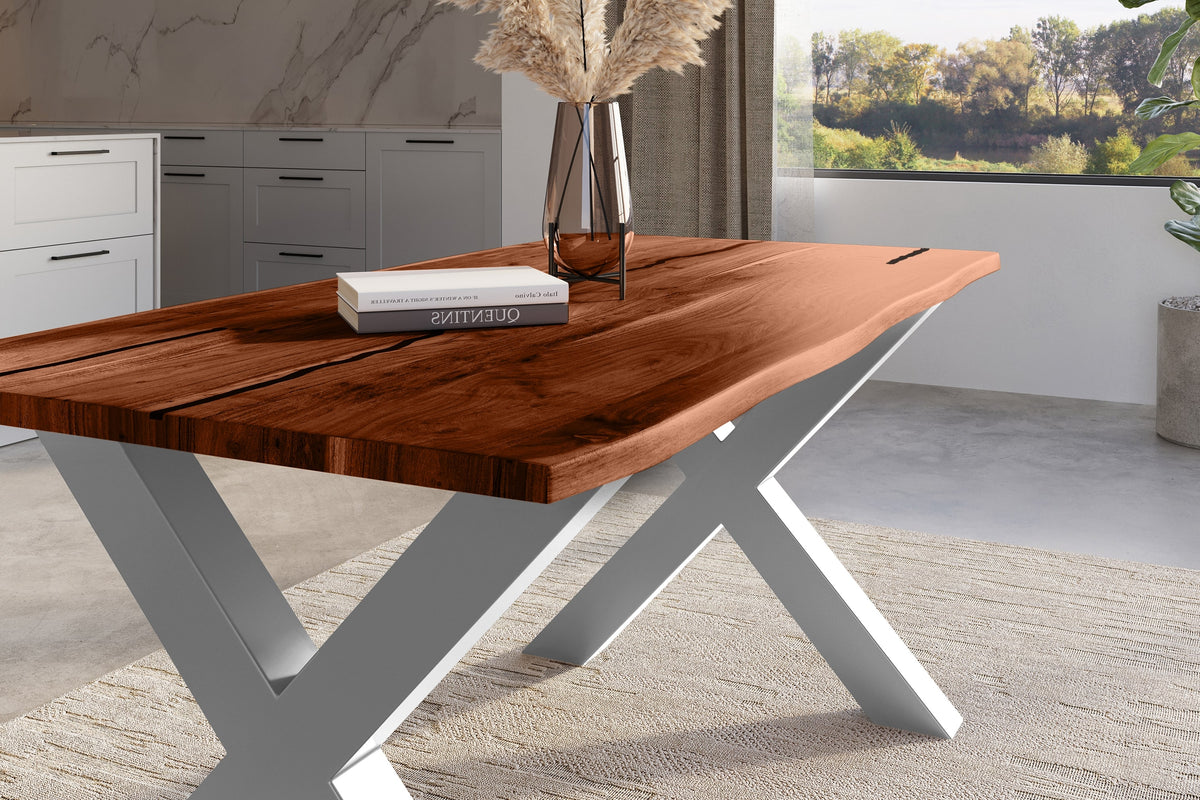 #180x90 #nussbaumfarben #x-gestellsilber