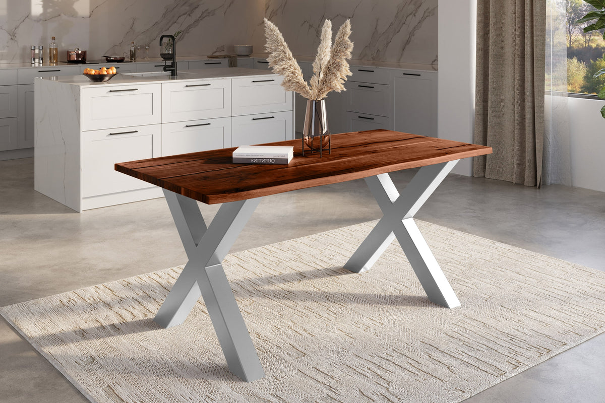 #180x90 #nussbaumfarben #x-gestellsilber