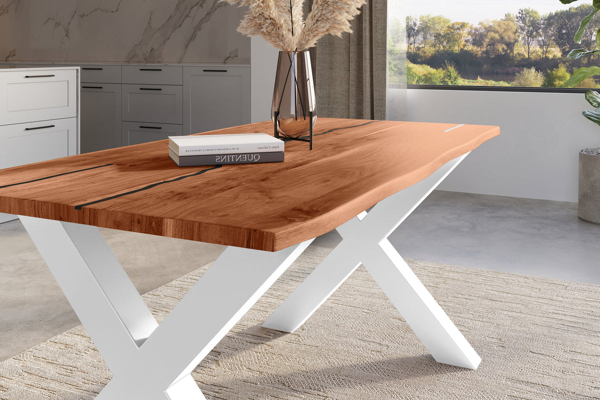#180x90 #nussbaumfarben #x-gestellweiß