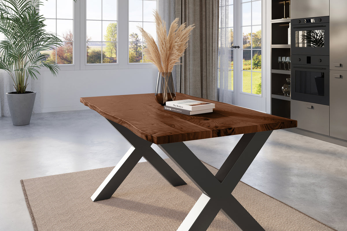 #160x85 #nussbaumfarben #x-gestellschwarz
