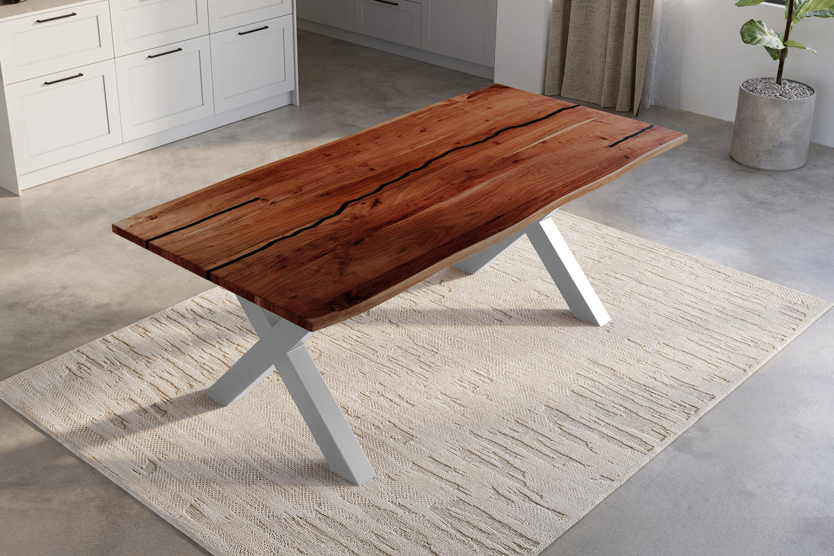 #220x100 #nussbaumfarben #x-gestellsilber