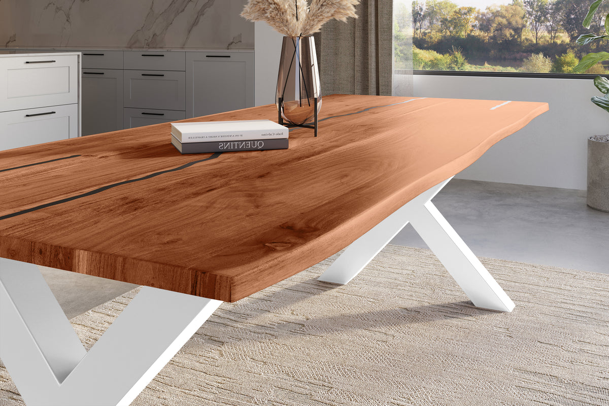 #260x100 #nussbaumfarben #x-gestellweiß