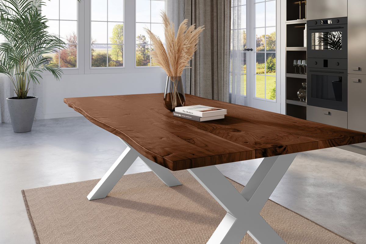 #200x100 #nussbaumfarben #x-gestellsilber