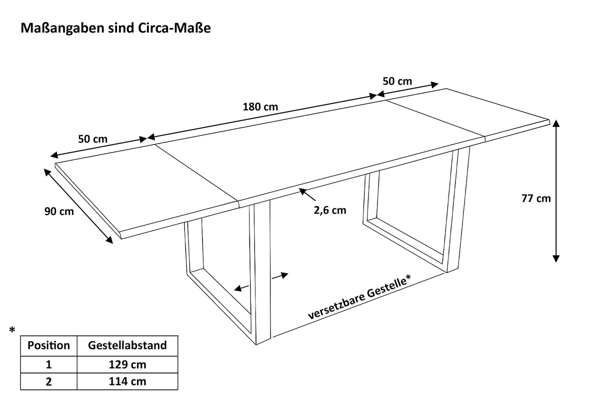 #180x90 #naturfarben #u-gestellsilber