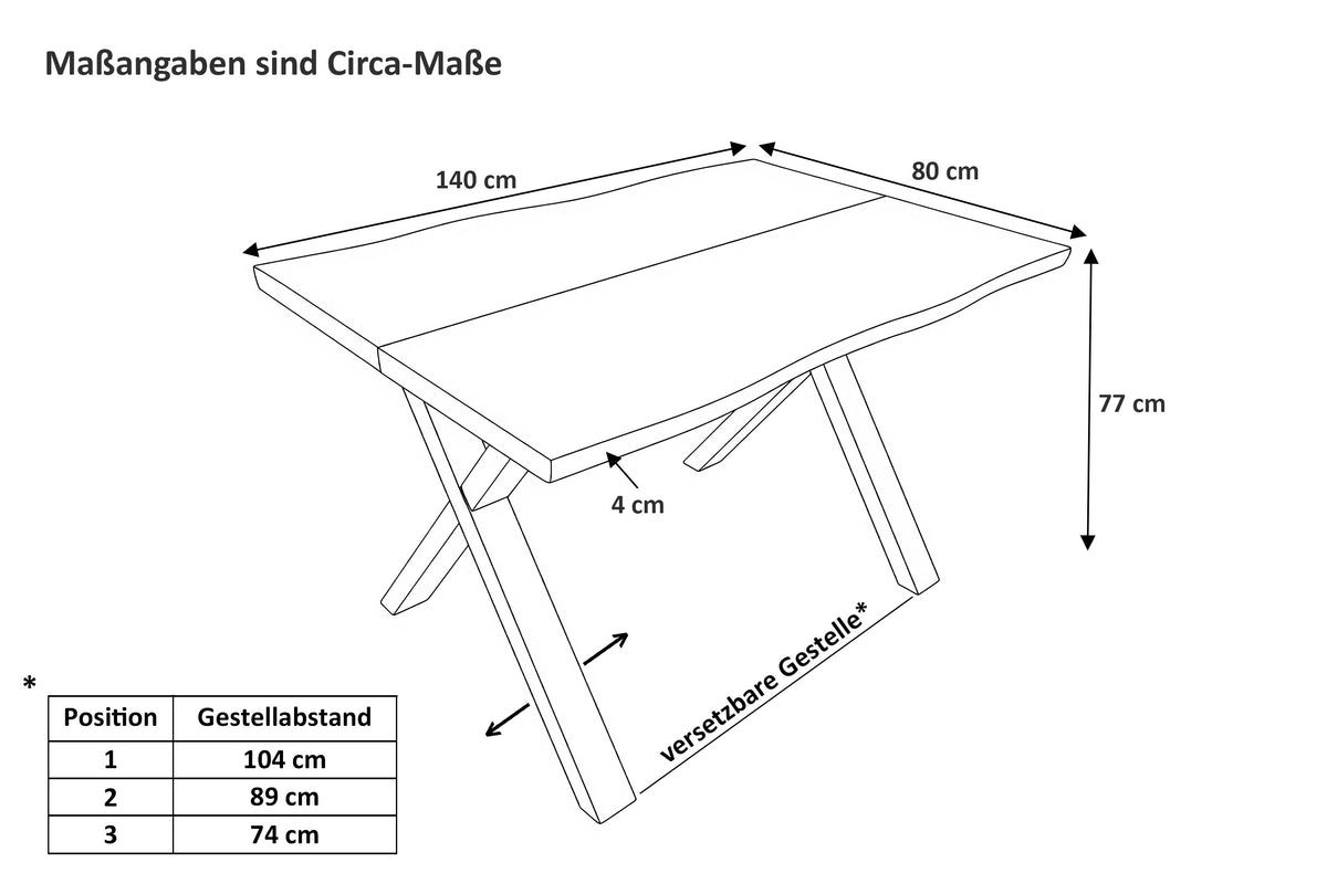 #140x80 #eichefarben #x-gestellschwarz