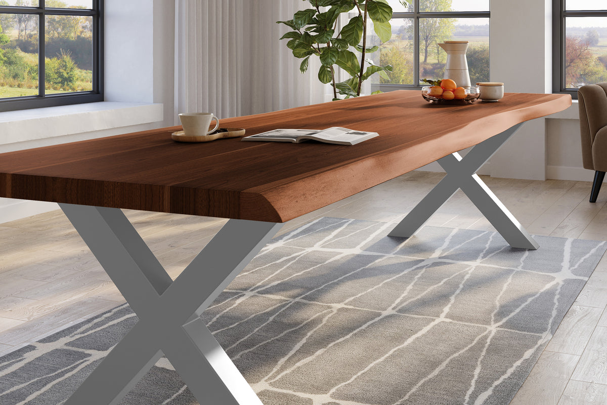 #350x120 #nussbaumfarben #x-gestellsilber