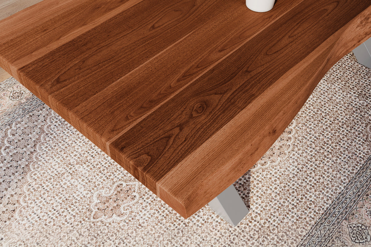 #220x100 #akazienussbaumfarben #x-gestellsilber