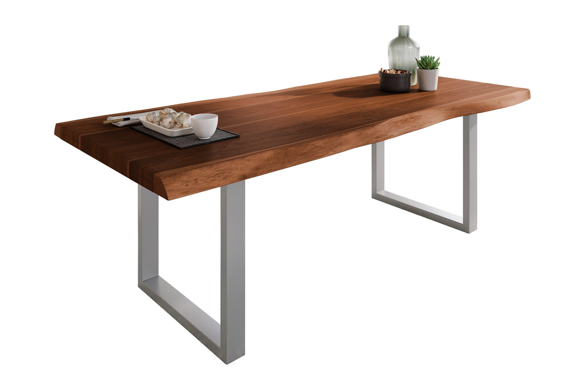 #240x100 #akazienussbaumfarben #u-gestellsilber