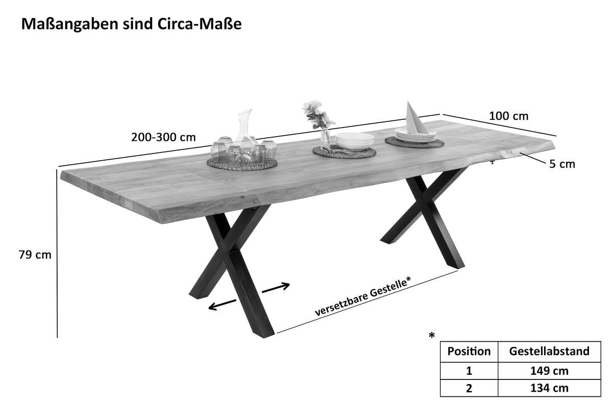 #200(300)x100 #naturfarben #x-gestellschwarz