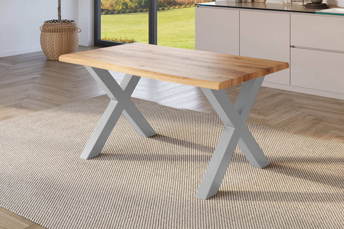 #140x80 #holzwildeiche-optik #x-gestellsilber