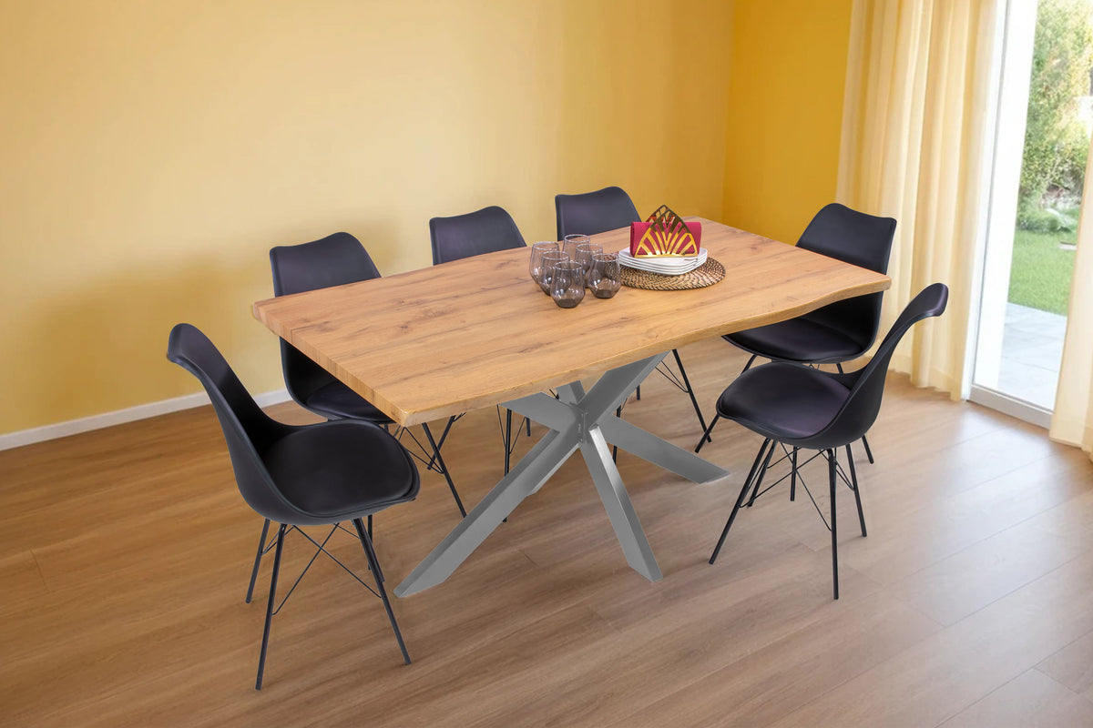 #160x85 #holzwildeiche-optik #spider-gestellsilber
