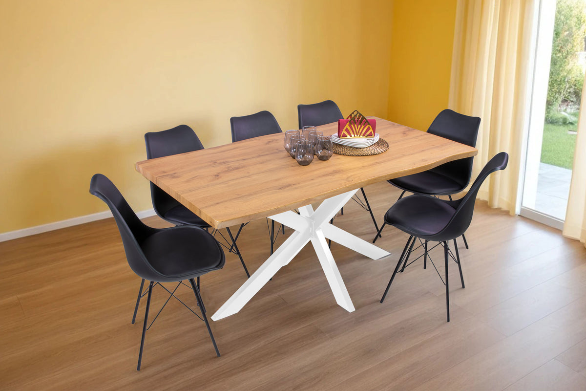 #160x85 #holzwildeiche-optik #spider-gestellweiß