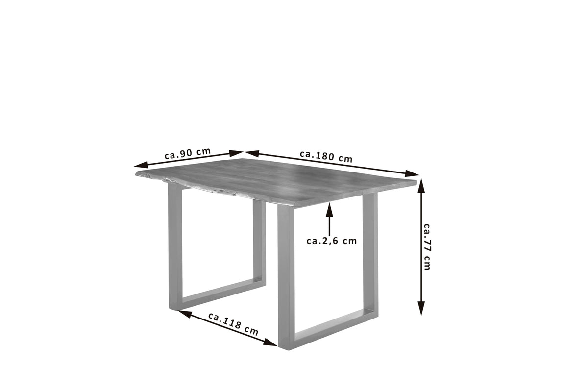 #180x90 #nussbaumfarben #u-gestellsilber