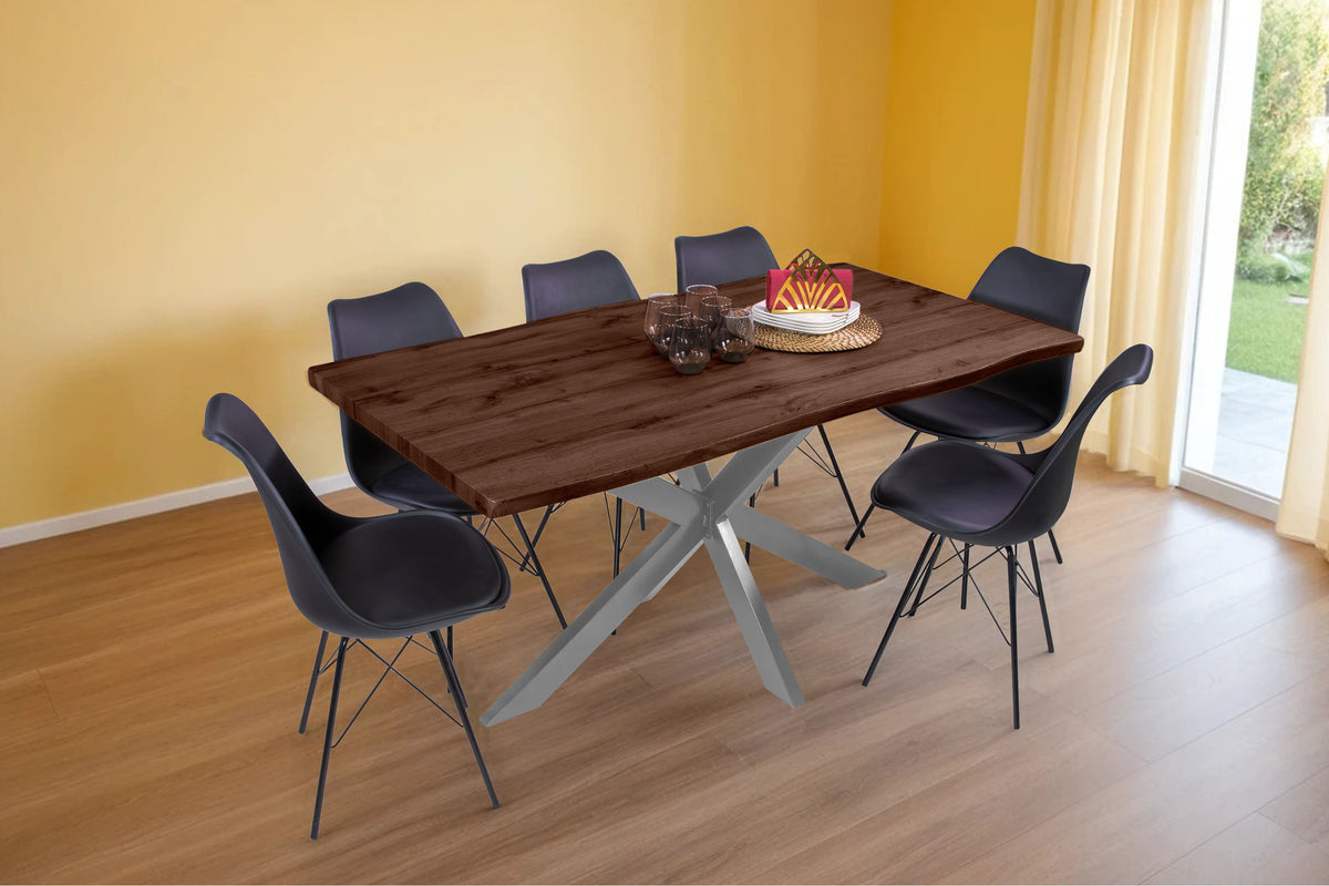 #160x85 #holznussbaum-optik #spider-gestellsilber