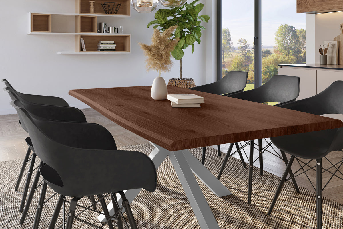 #220x100 #holznussbaum-optik #spider-gestellsilber