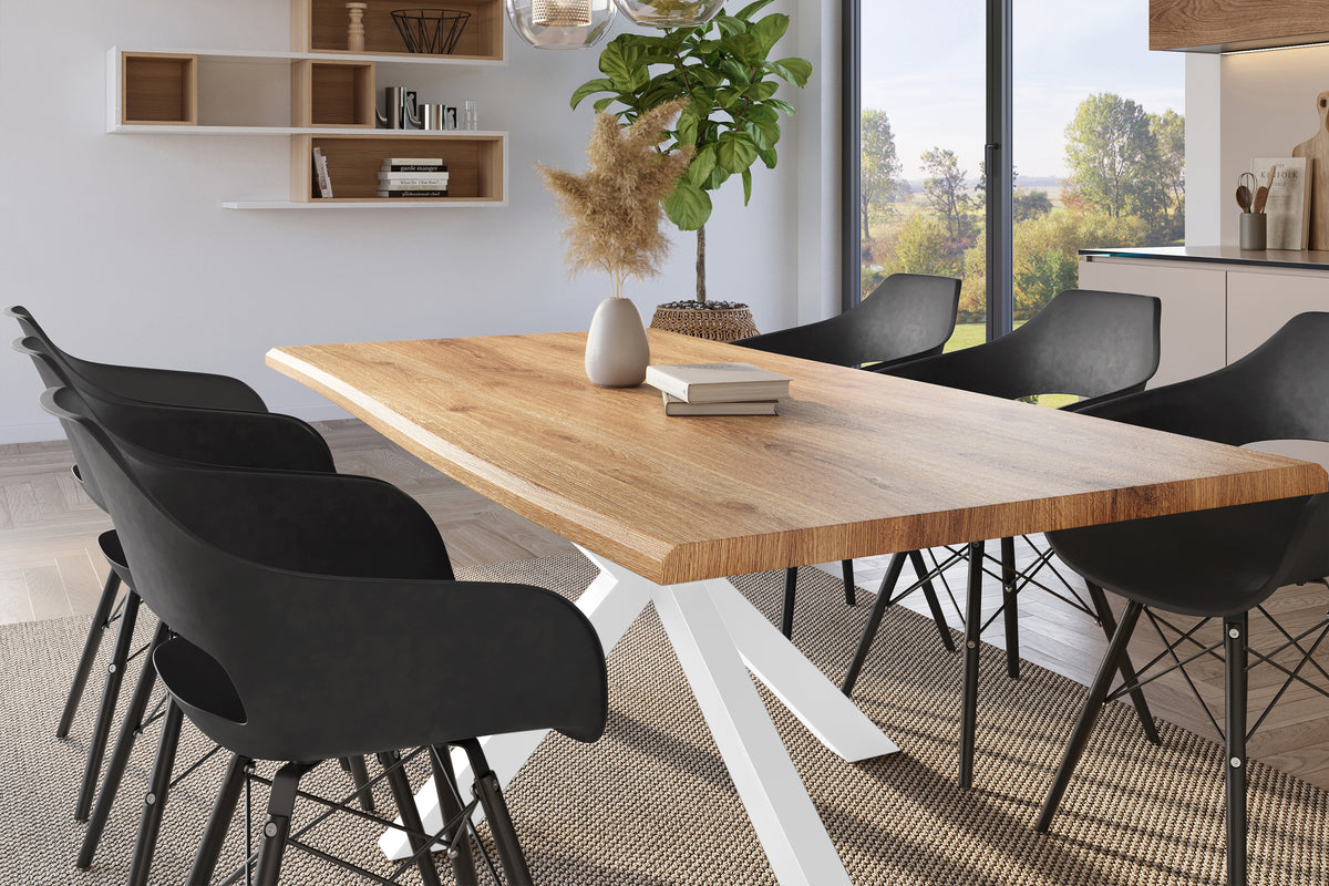 #240x100 #holzwildeiche-optik #spider-gestellweiß