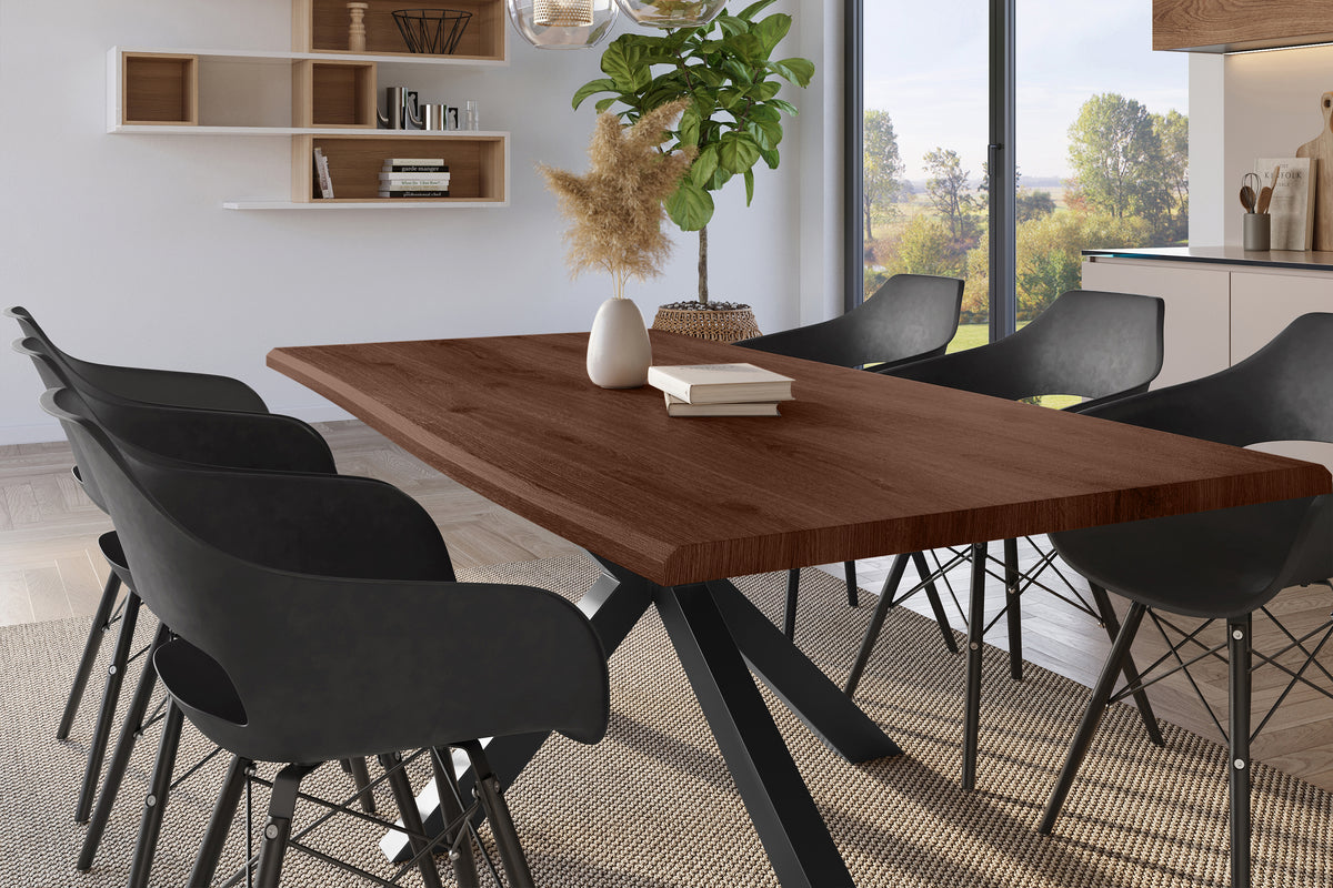 #220x100 #holznussbaum-optik #spider-gestellschwarz