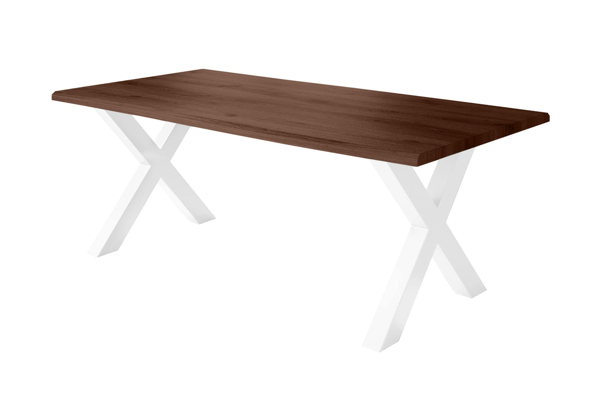 #220x100 #holznussbaum-optik #x-gestellweiß