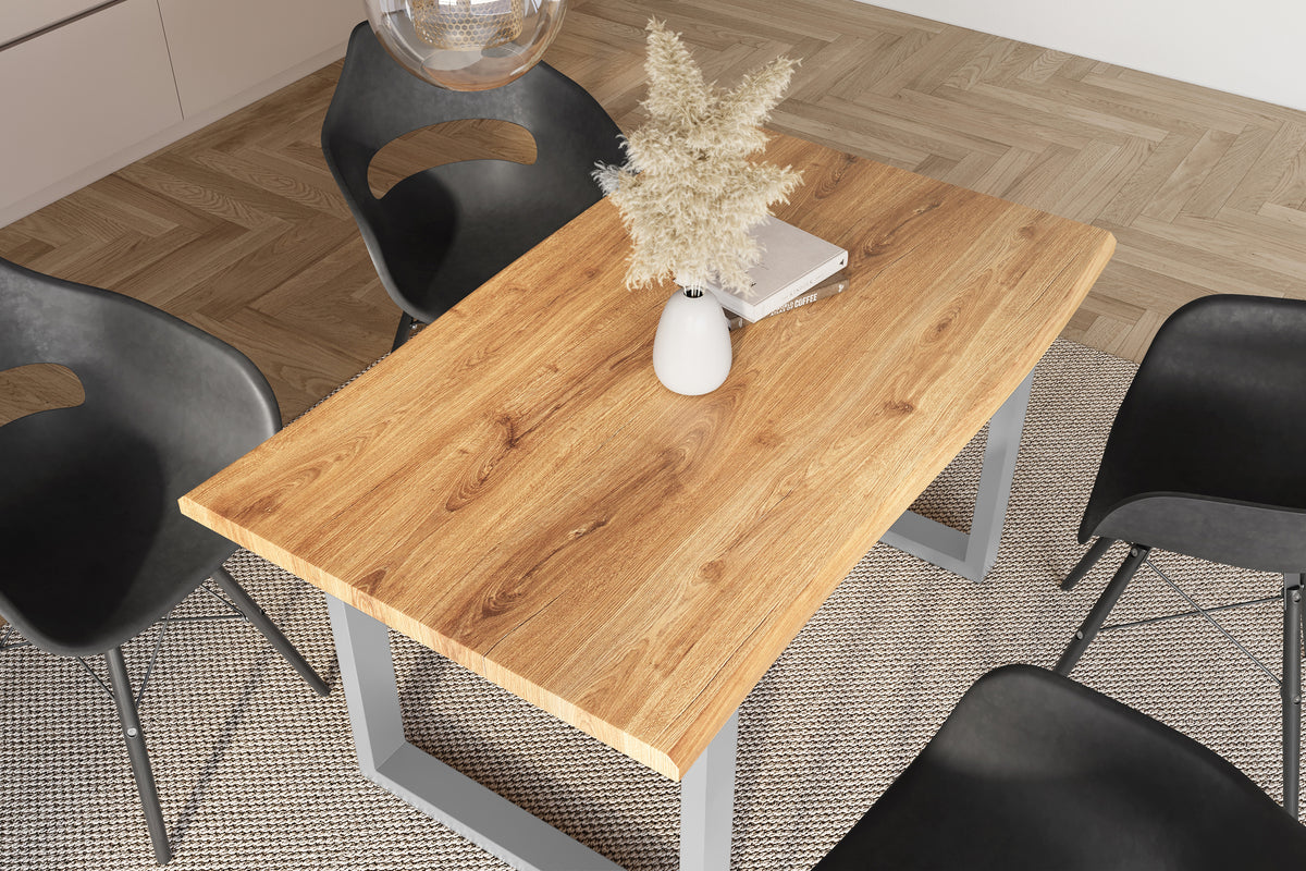 #140x80 #holzwildeiche-optik #u-gestellsilber