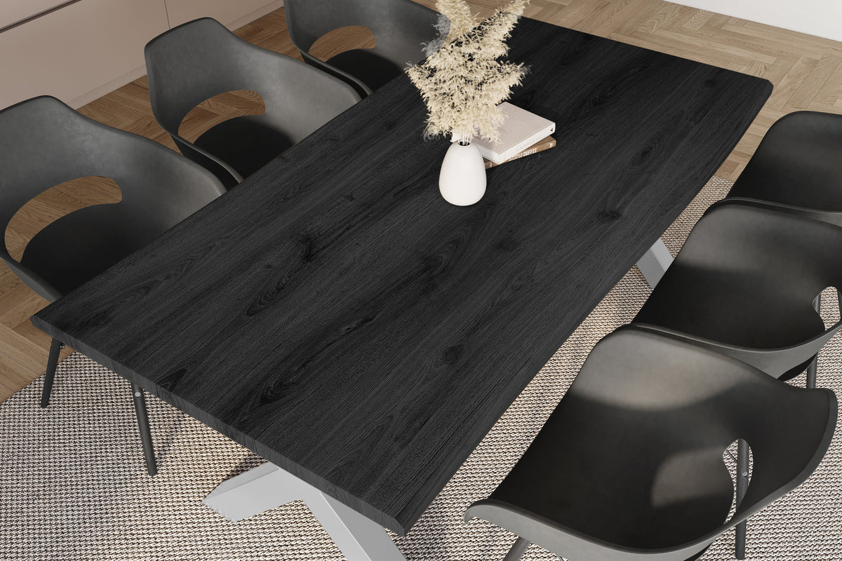 #200x100 #holzgrau-optik #x-gestellsilber