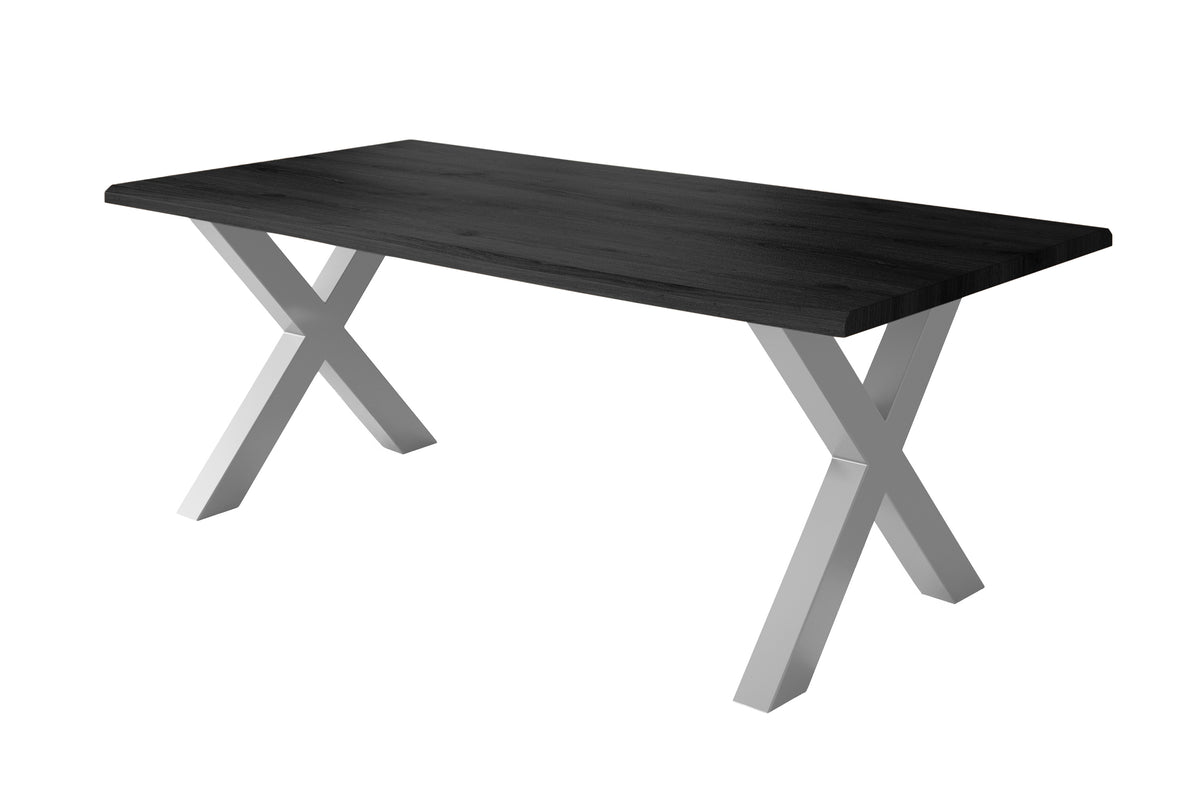 #200x100 #holzgrau-optik #x-gestellsilber