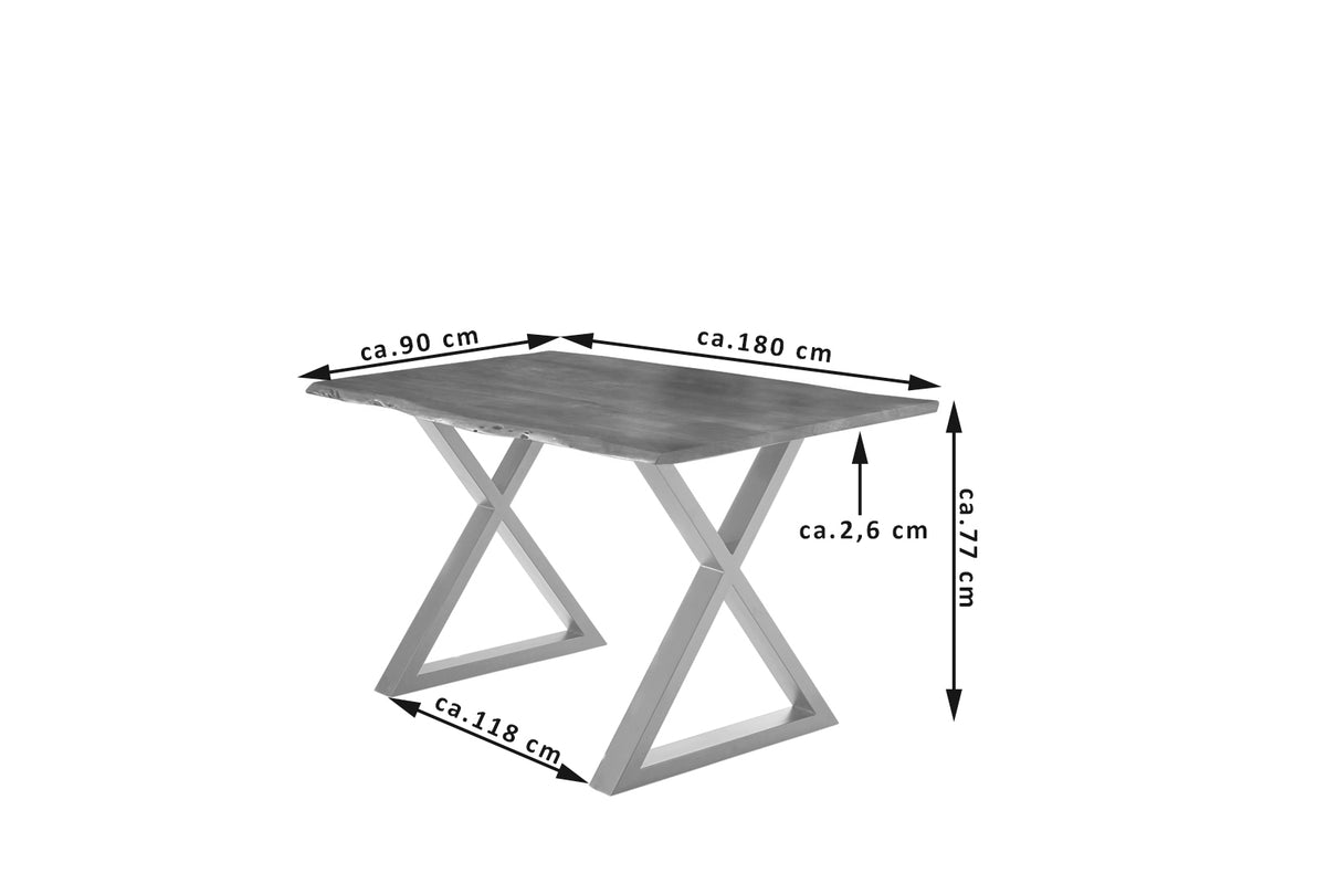 #180x90 #nussbaumfarben #x-gestellsilber