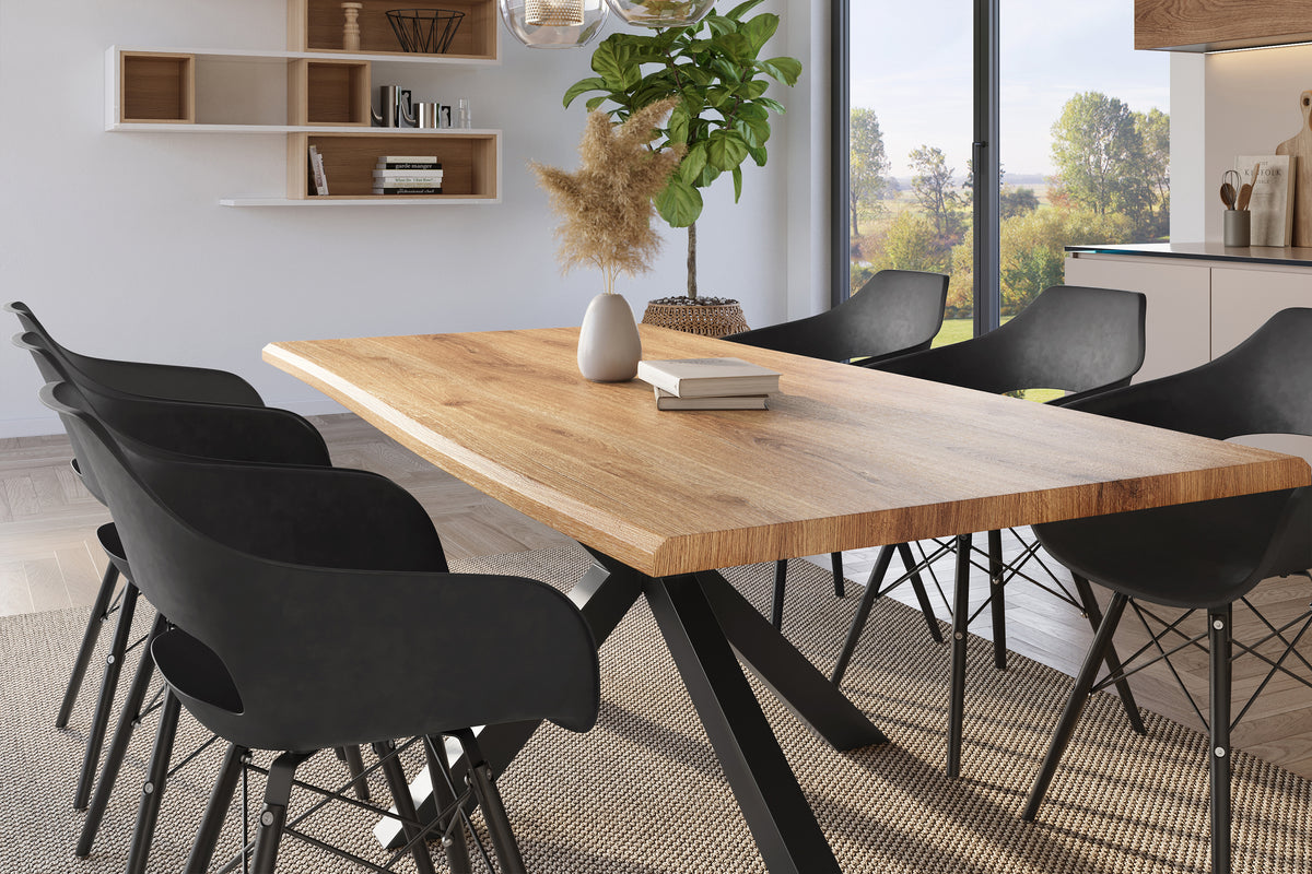 #240x100 #holzwildeiche-optik #spider-gestellschwarz
