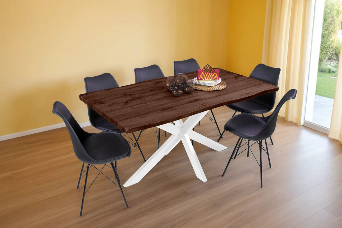 #160x85 #holznussbaum-optik #spider-gestellweiß