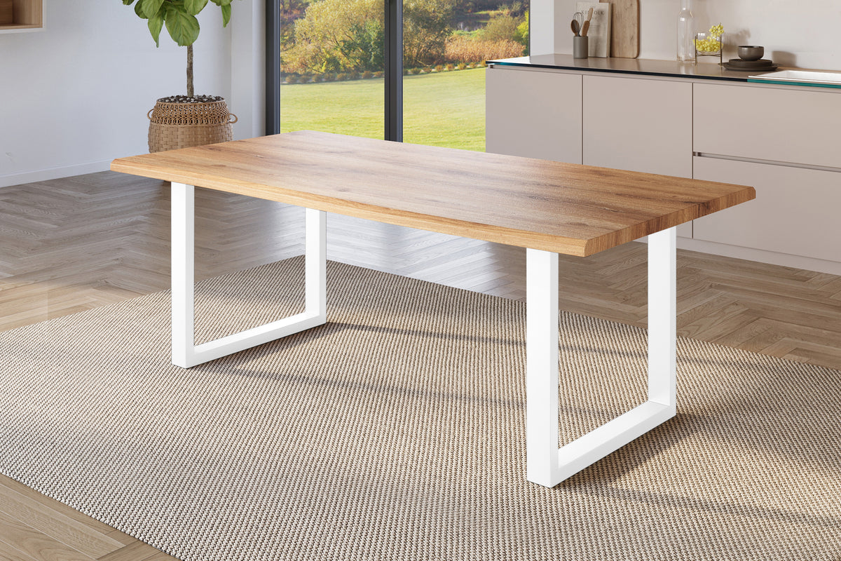 #240x100 #holzwildeiche-optik #u-gestellweiß