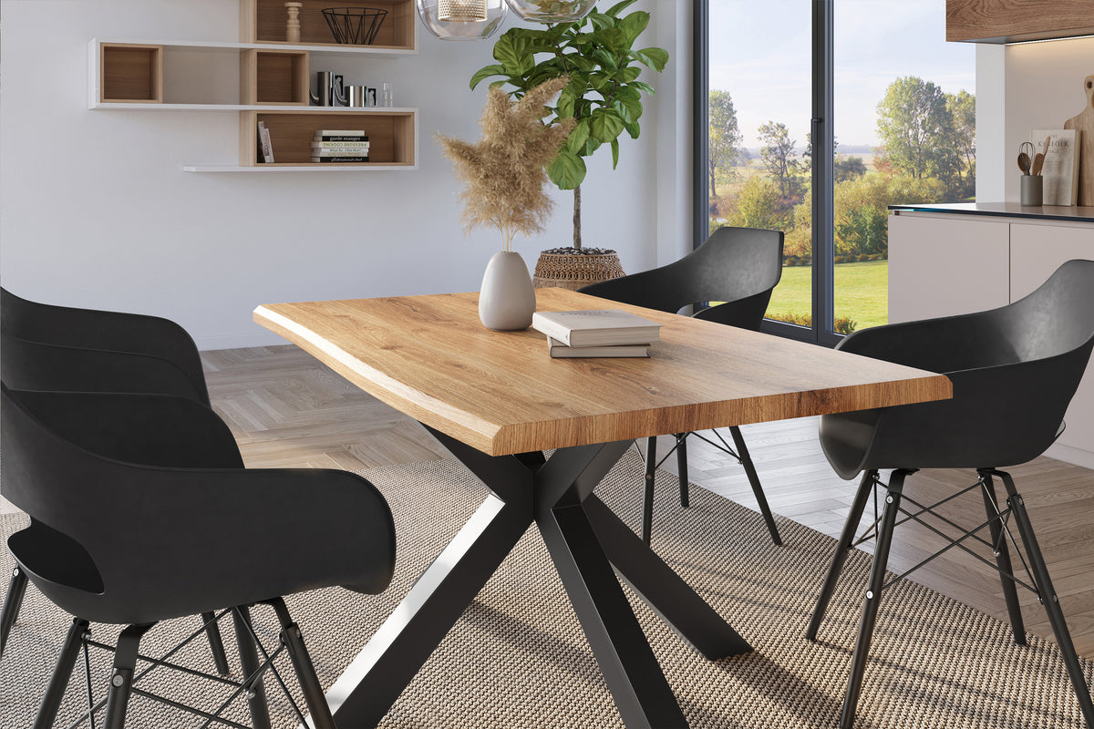 #140x80 #holzwildeiche-optik #spider-gestellschwarz