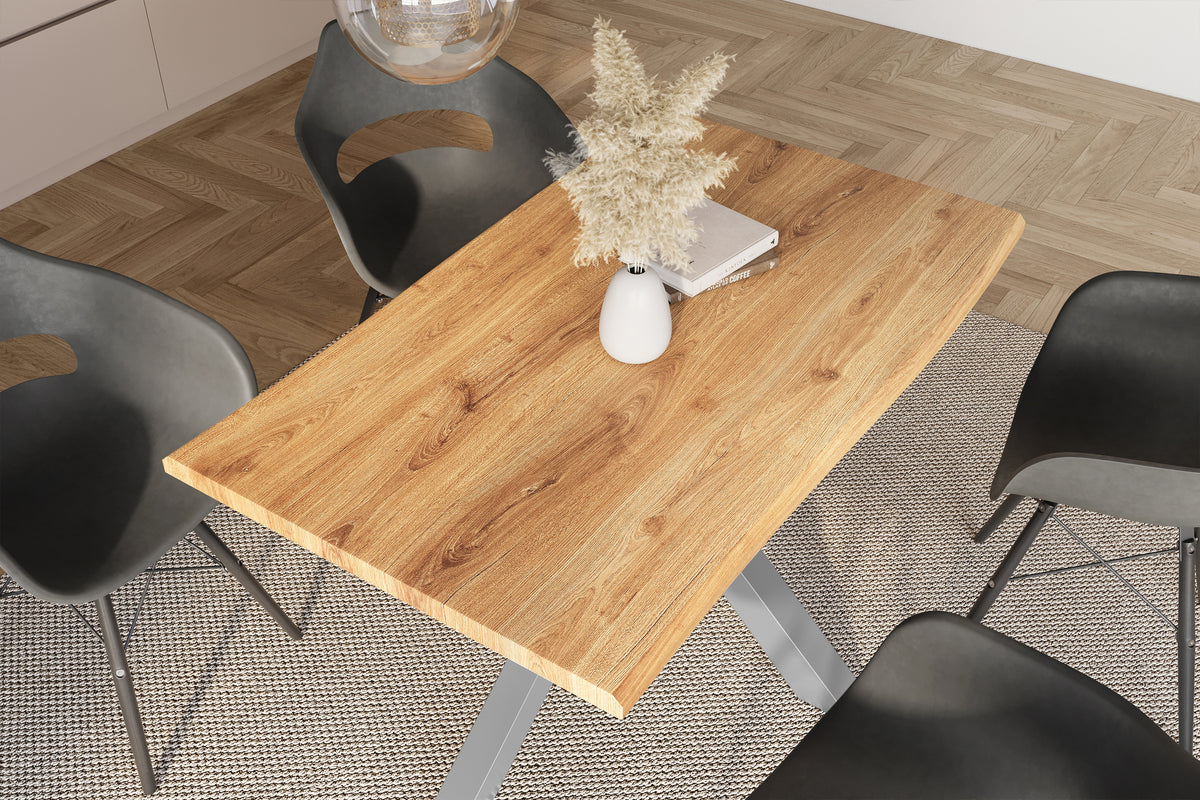 #140x80 #holzwildeiche-optik #spider-gestellsilber