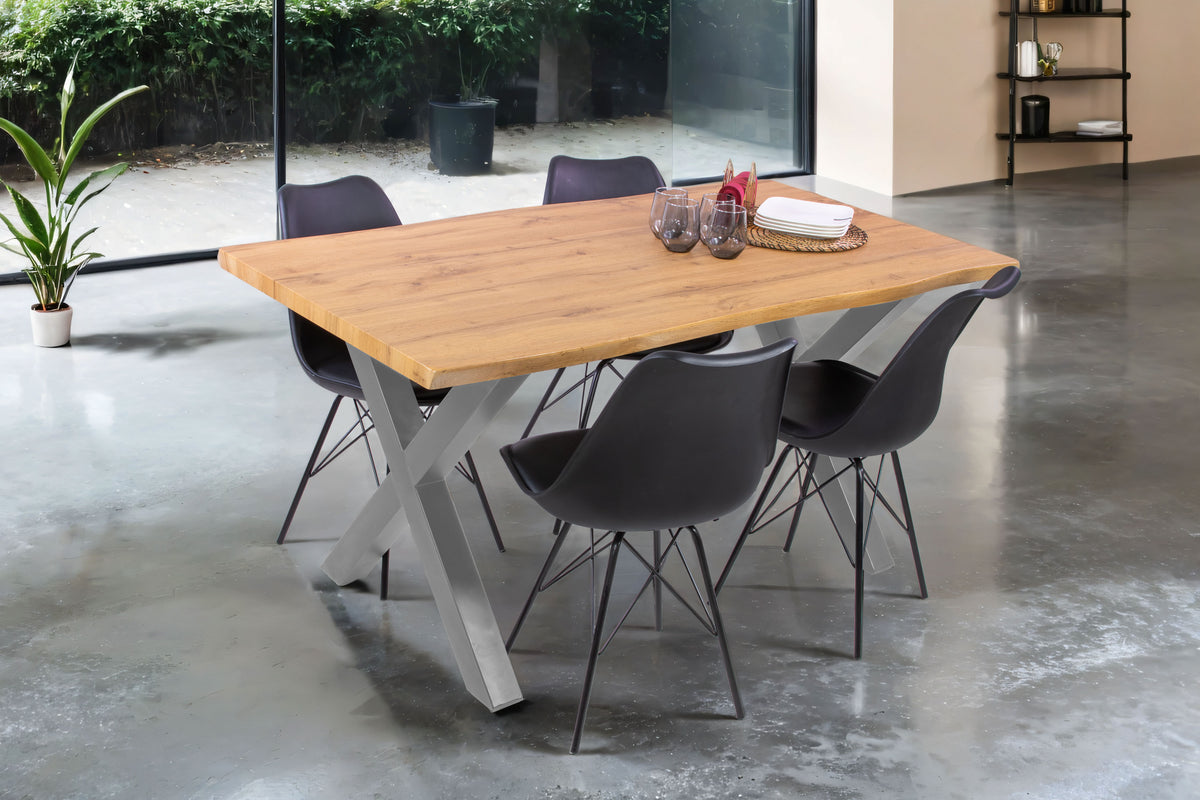 #160x85 #holzwildeiche-optik #x-gestellsilber