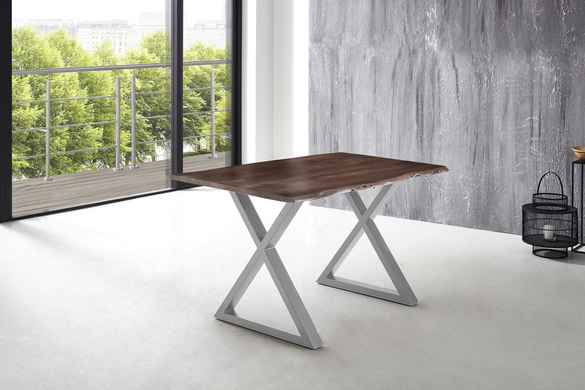 #180x90 #nussbaumfarben #x-gestellsilber