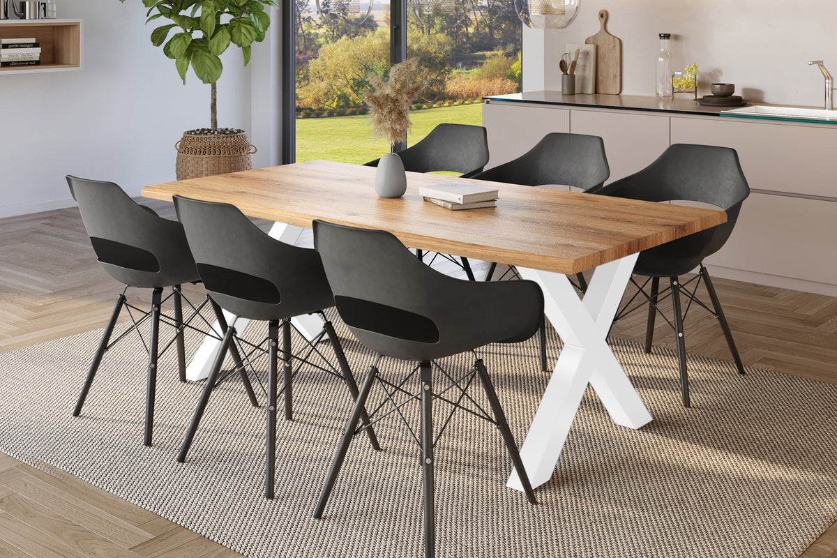 #220x100 #holzwildeiche-optik #x-gestellweiß