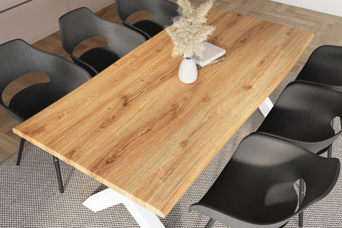 #240x100 #holzwildeiche-optik #x-gestellweiß