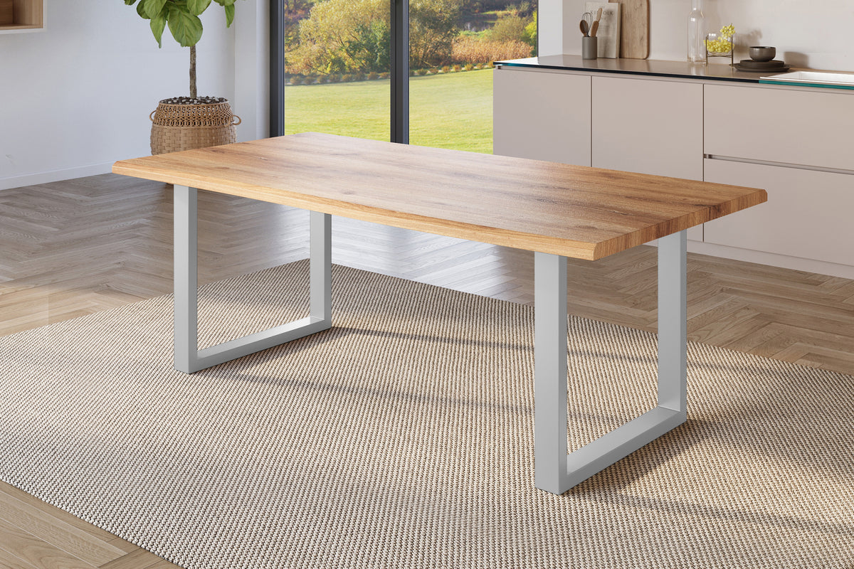 #240x100 #holzwildeiche-optik #u-gestellsilber