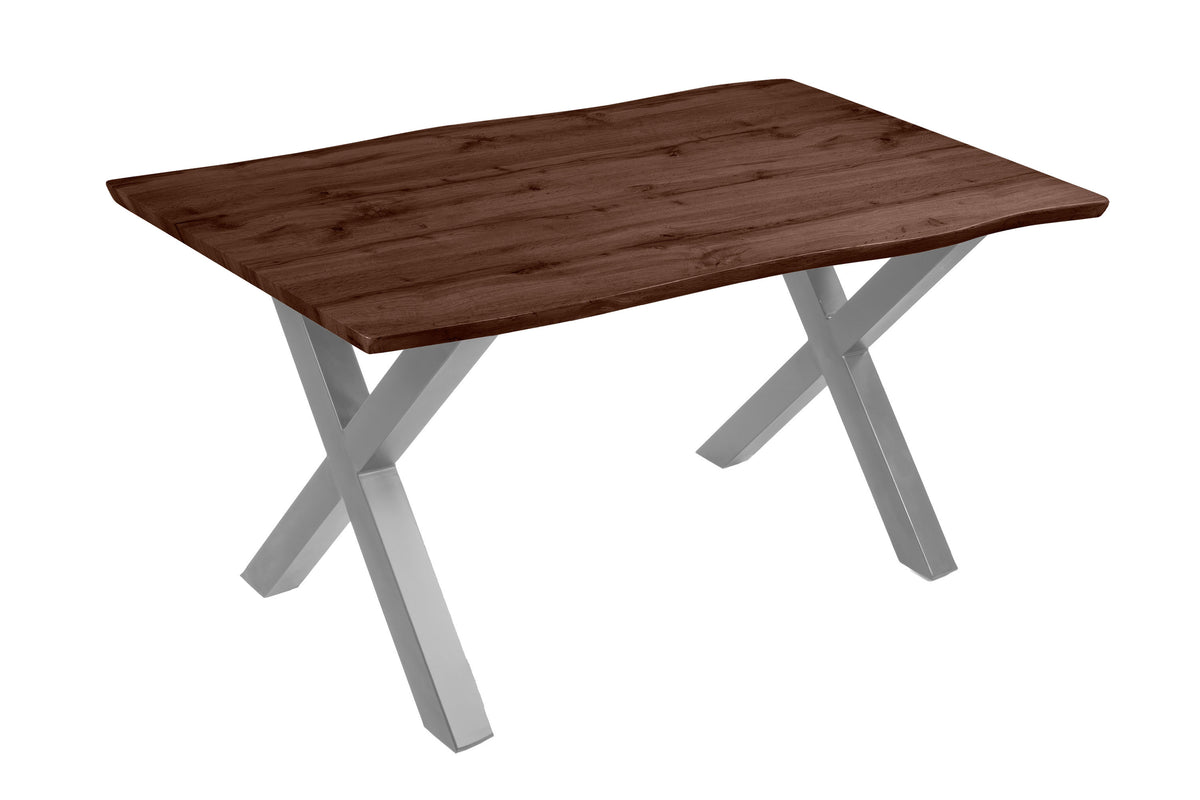 #160x85 #holznussbaum-optik #x-gestellsilber